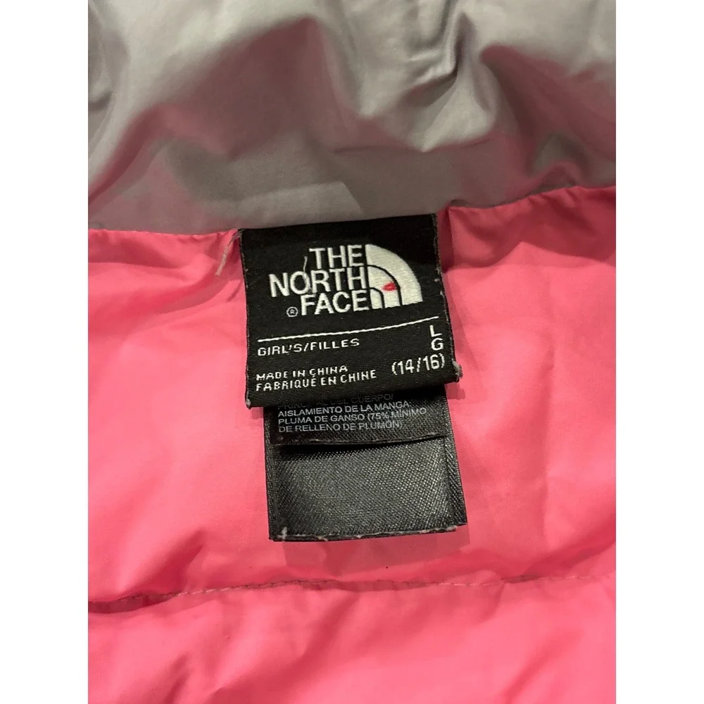 The North Face Down 550 girls gray pink jacket L 14